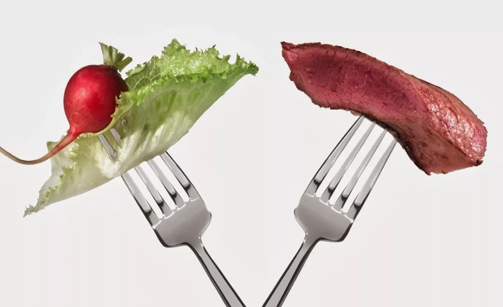 Сравнение тарелок - веганская vs мясная